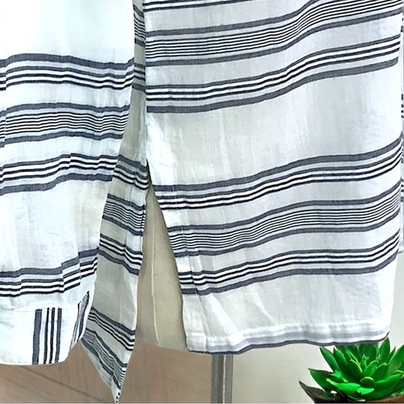 Old Navy Stripe Button Down V Neck Shirt Tunic Top - Picture 6 of 16